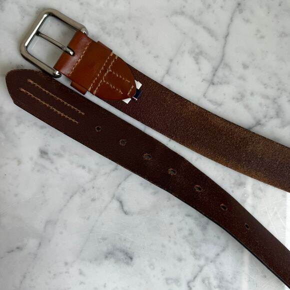 Tommy Hilfiger Brown Leather Belt Preppy Classic Size 38 - Picture 4 of 7